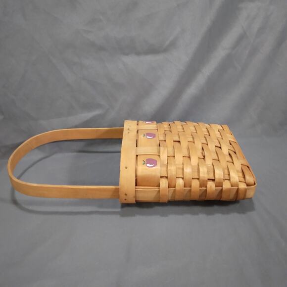 Split Wood Woven Basket wPainted Apples, Longaberger Style Small Hanging Basket - Picture 3 of 10